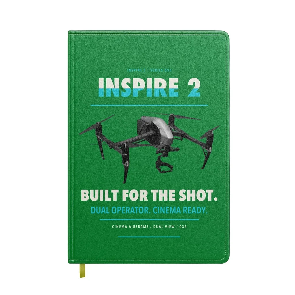 DJI Inspire 2 design on green notebook
