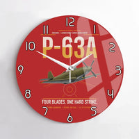 Thumbnail for P-63A Kingcobra design on red no frame wall clock