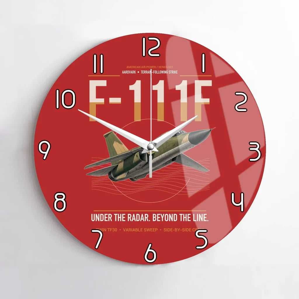 F-111F Aardvark design on red no frame wall clock