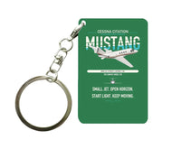 Thumbnail for Cessna Citation Mustang design on green designed key chain, double-side print