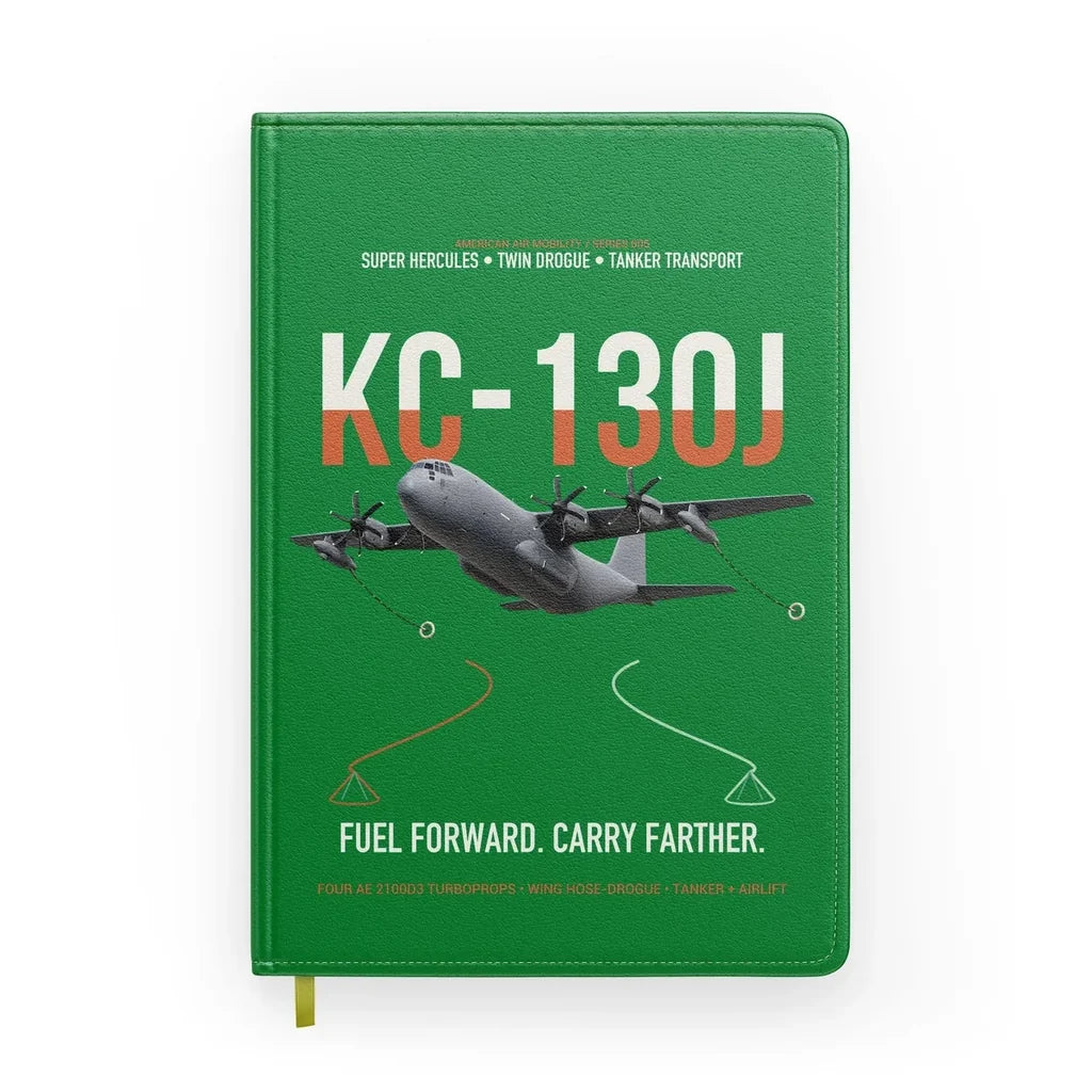 KC-130J SUPER HERCULES design on green notebook