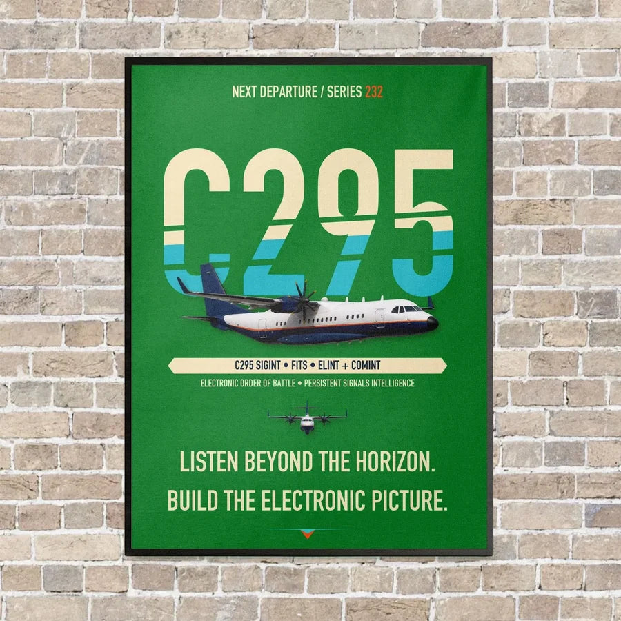 Airbus C295 SIGINT vertical canvas print - framed - green background