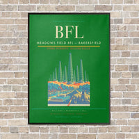 Thumbnail for Meadows Field BFL — Bakersfield vertical canvas print - framed - green background