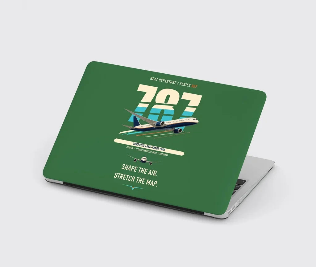 Boeing 787-9 Dreamliner design on green MacBook case