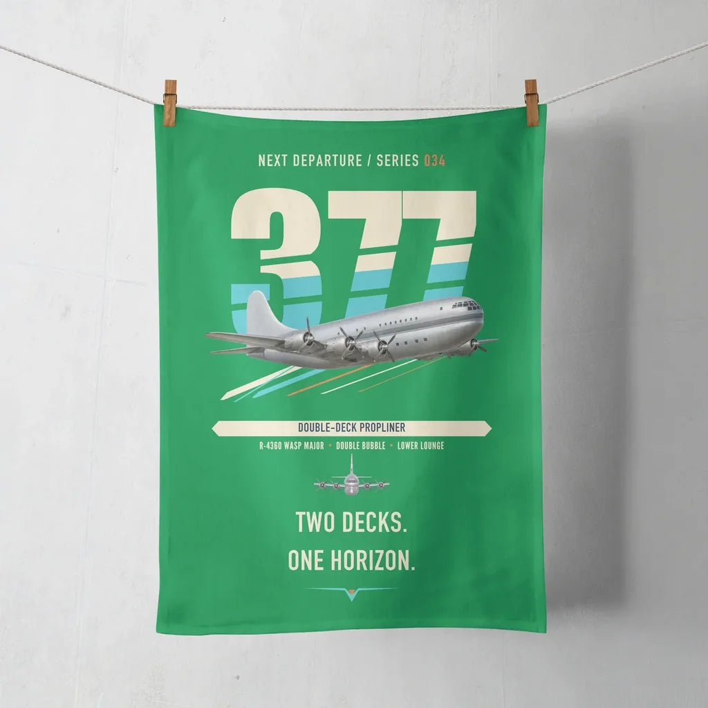 Boeing 377 Stratocruiser design on green towel