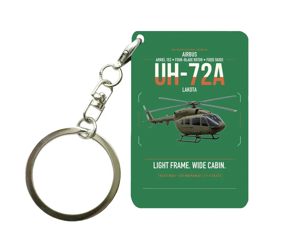 Airbus UH-72A Lakota design on green designed key chain, double-side print