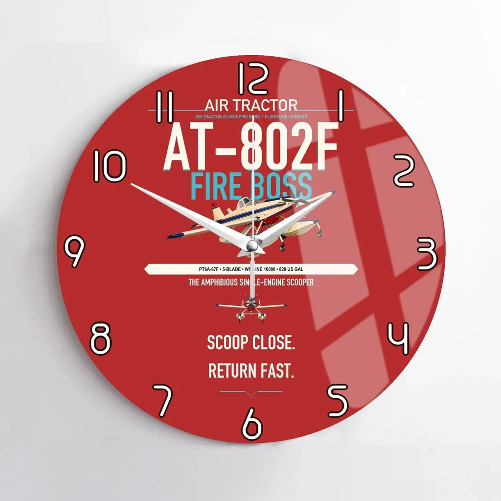 Air Tractor AT-802F Fire Boss design on red no frame wall clock