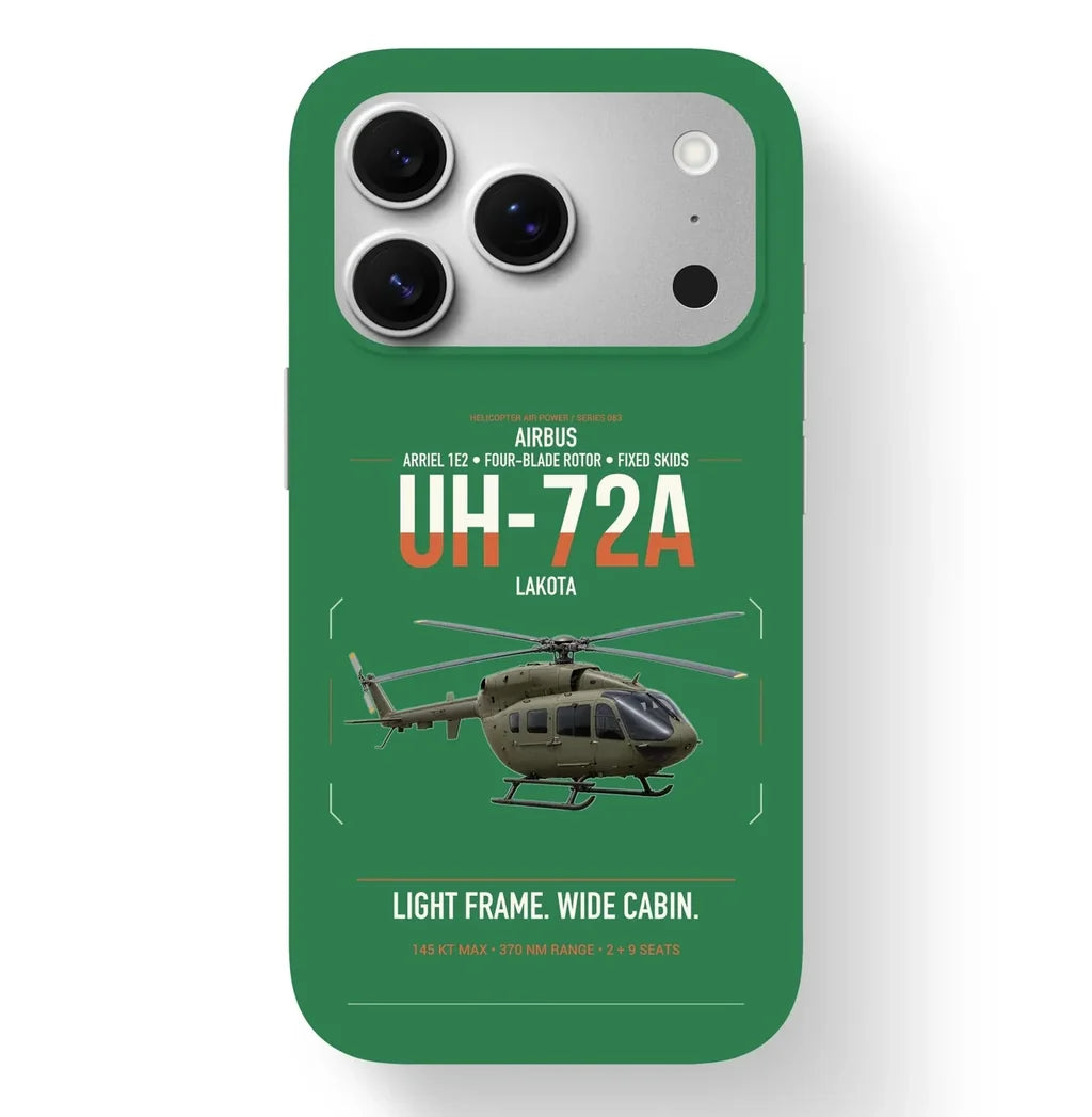 Airbus UH-72A Lakota design on green magsafe iphone case, for iPhone 17 Pro