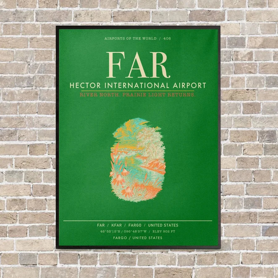 Hector International Airport FAR vertical canvas print - framed - green background