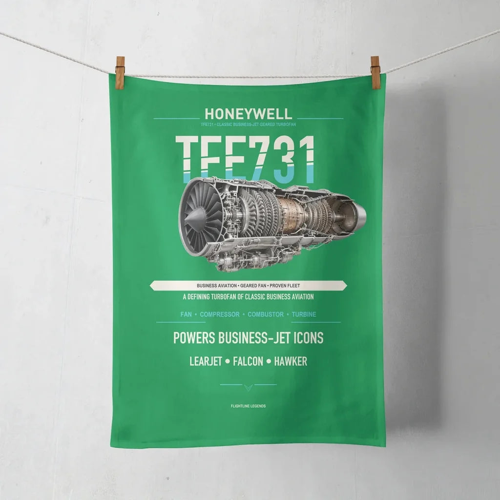TFE731 design on green towel