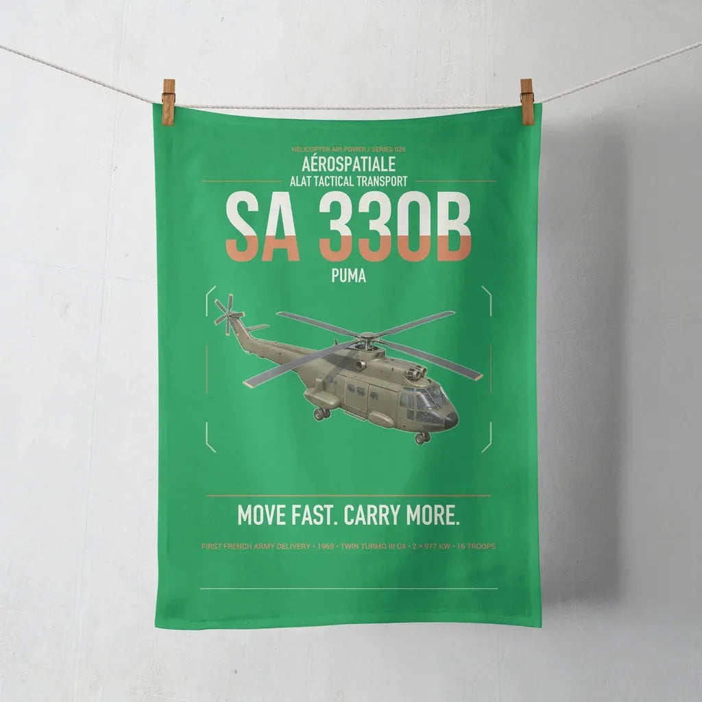 Aérospatiale SA 330B Puma design on green towel