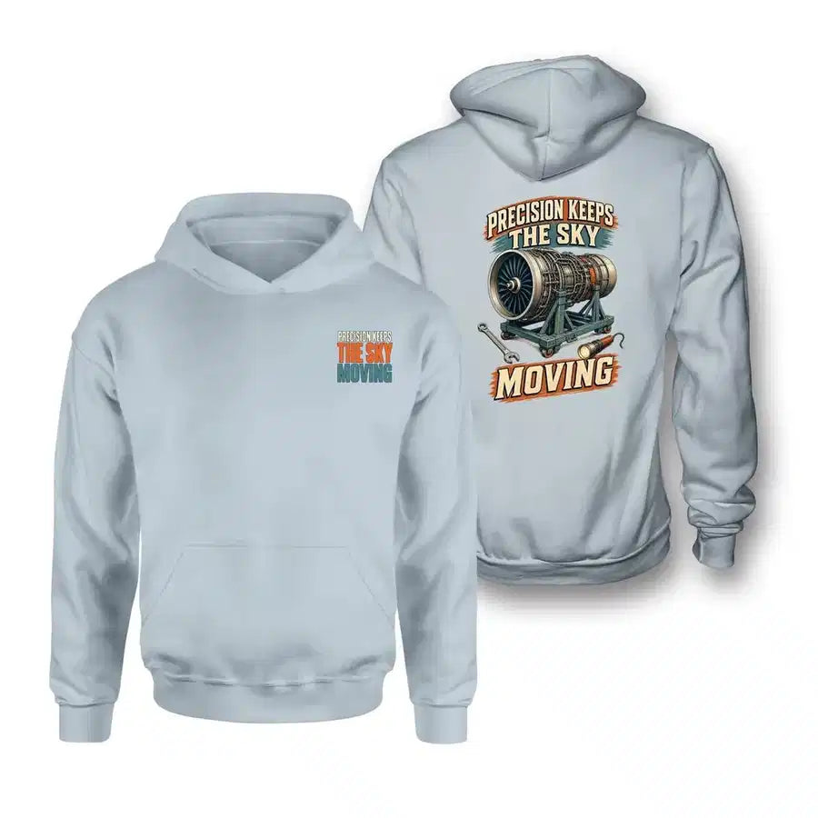 SIGNAL 572 - Precision Keeps The Sky Moving - Double-Side Hoodie design on light blue double side hoodie
