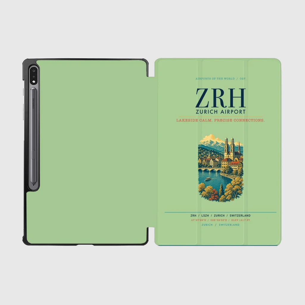 Zurich Airport (ZRH) design on light green samsung tablet tablet case