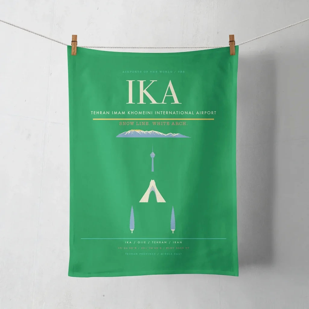 Tehran Imam Khomeini International Airport (IKA) design on green towel