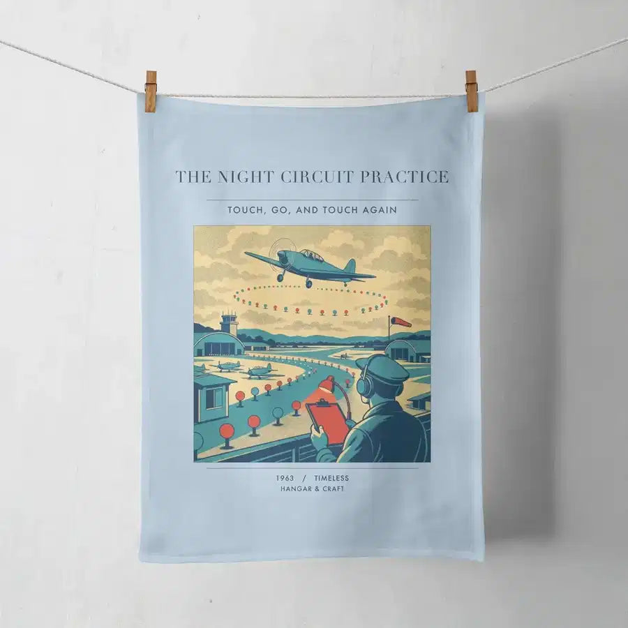 VINTAGE G4395 - The Night Circuit Practice - Designed Towels design on lightblue