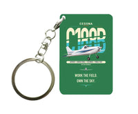 Thumbnail for Cessna A188B AgTruck design on green designed key chain, double-side print