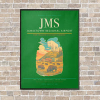 Thumbnail for Jamestown Regional Airport JMS vertical canvas print - framed - green background