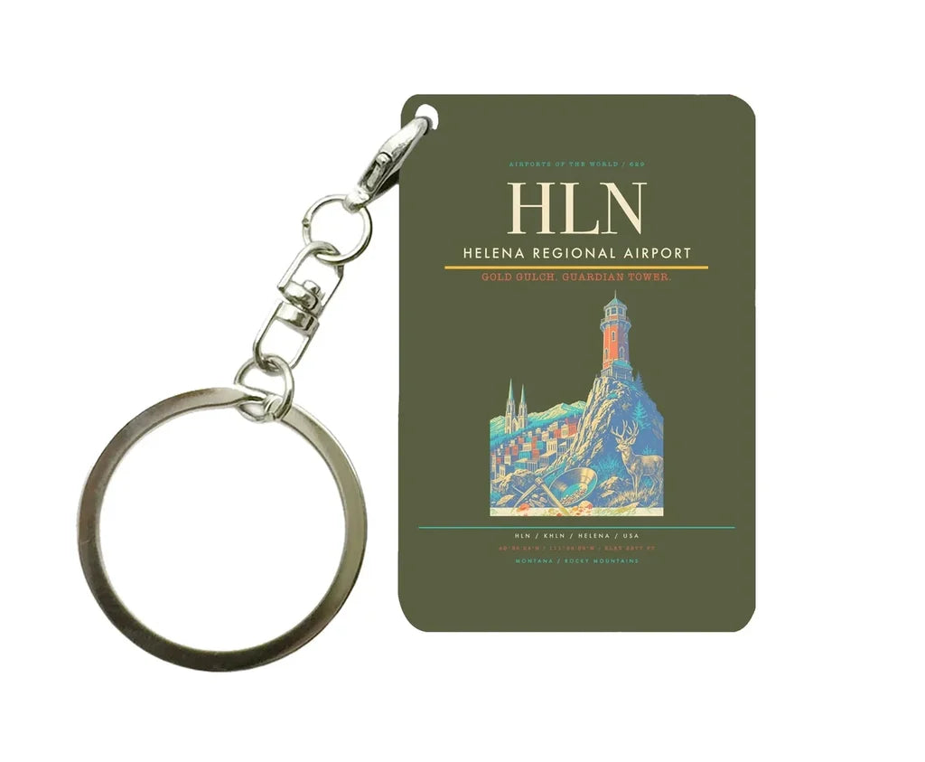 Helena Regional Airport (HLN) design on green army key chain