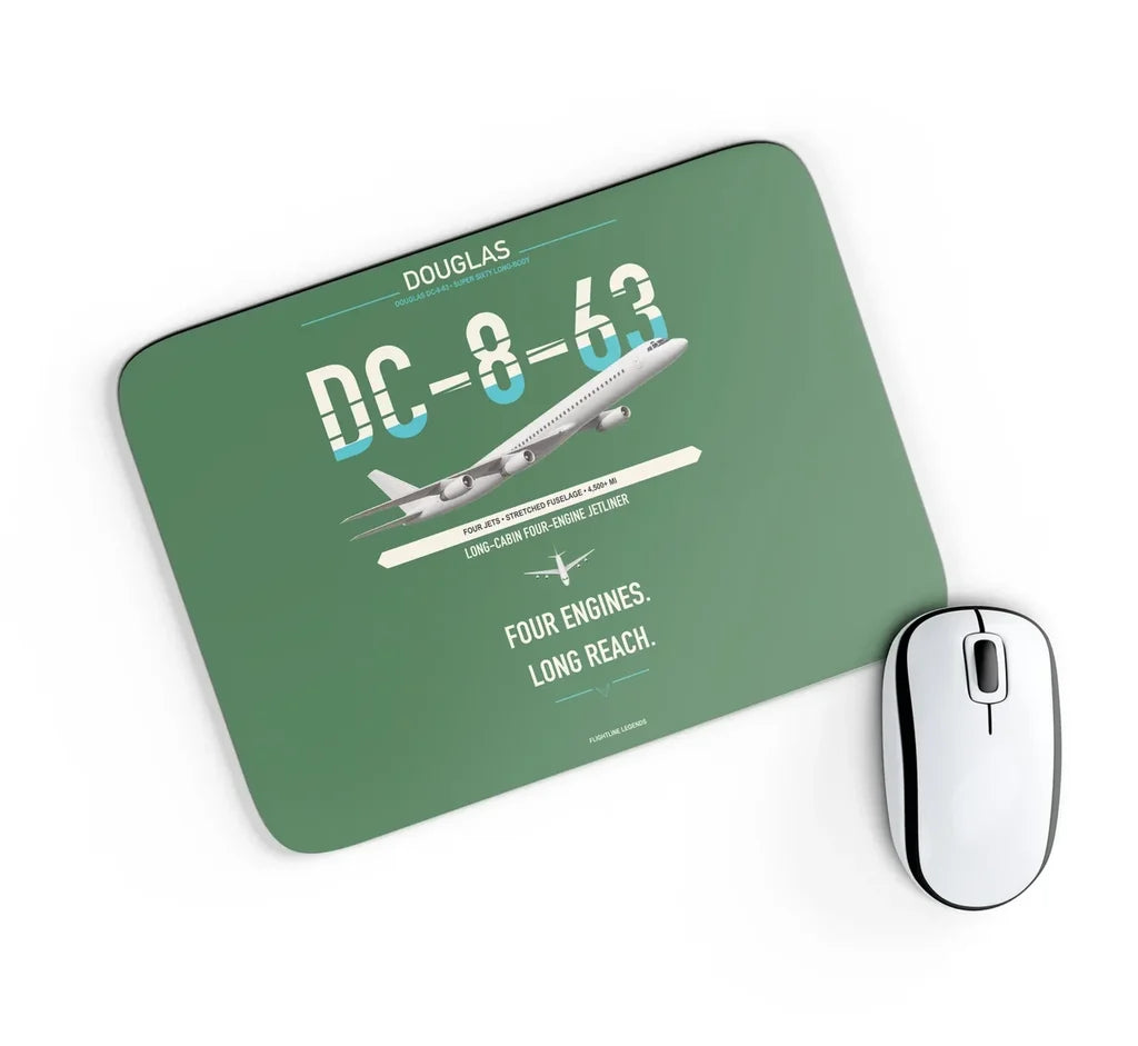 Douglas DC-8-63 design on green rectangle mouse pad