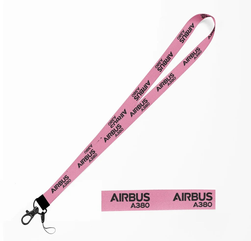 Airbus A380 & Text lanyard - pink