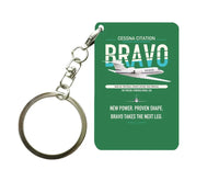 Thumbnail for Cessna Citation Bravo design on green designed key chain, double-side print