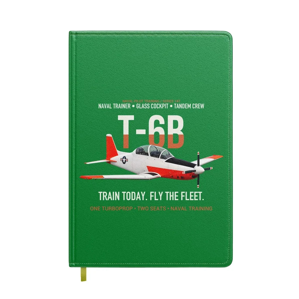 T-6B Texan II Naval Aviator Training design on green notebook