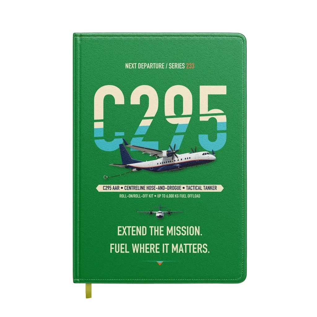 Airbus C295 Air-to-Air Refuelling design on green notebook