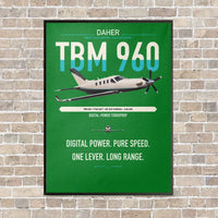 Thumbnail for Daher TBM 960 vertical canvas print - framed - green background