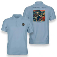Thumbnail for VINTAGE G4082 - The Red-Eye Lounge - Double-Side Polo T-Shirt design on lightblue