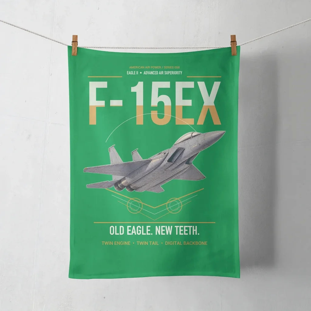 F-15EX Eagle II design on green towel