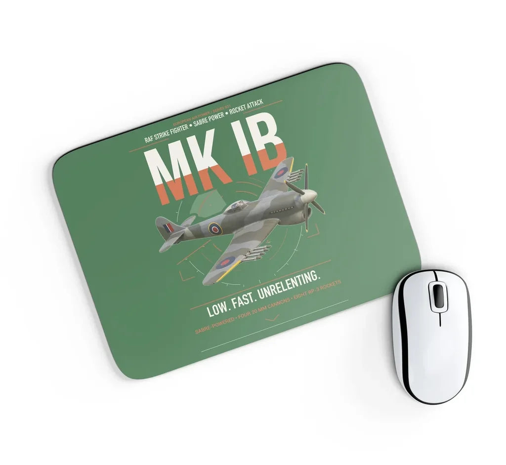 Hawker Typhoon Mk IB design on green rectangle mouse pad