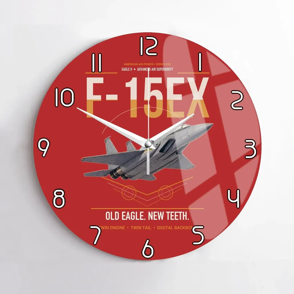 F-15EX Eagle II design on red no frame wall clock