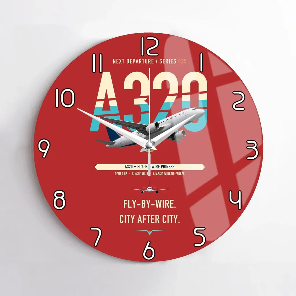 Airbus A320 design on red no frame wall clock