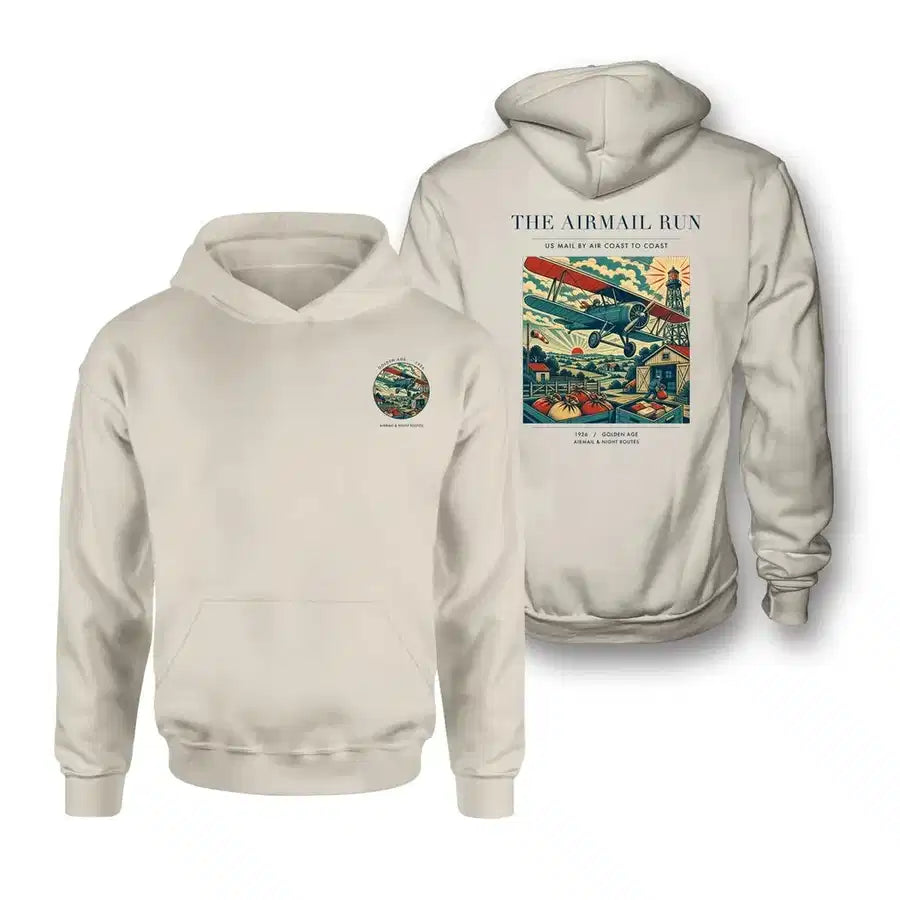 VINTAGE G4015 - The Airmail Run - Double-Side Hoodie design on khaki double side