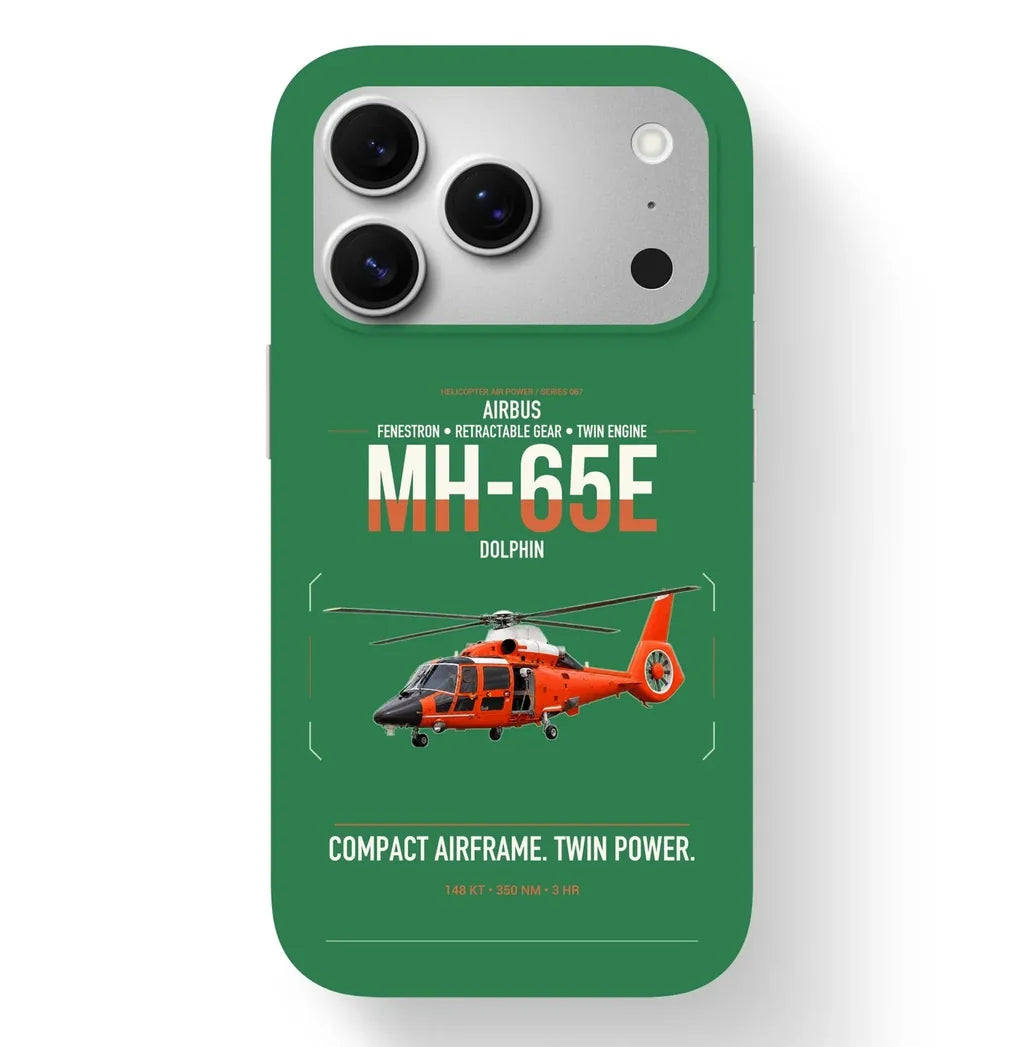 Airbus MH-65E Dolphin design on green magsafe iphone case, for iPhone 17 Pro