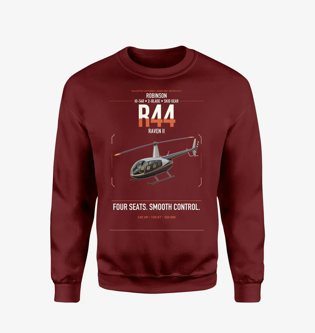 Robinson R44 Raven II design on wine red sweatshirt