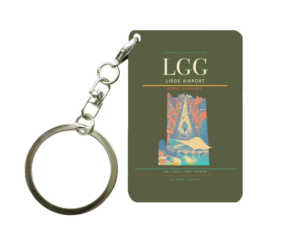 Liège Airport (LGG) design on green army key chain