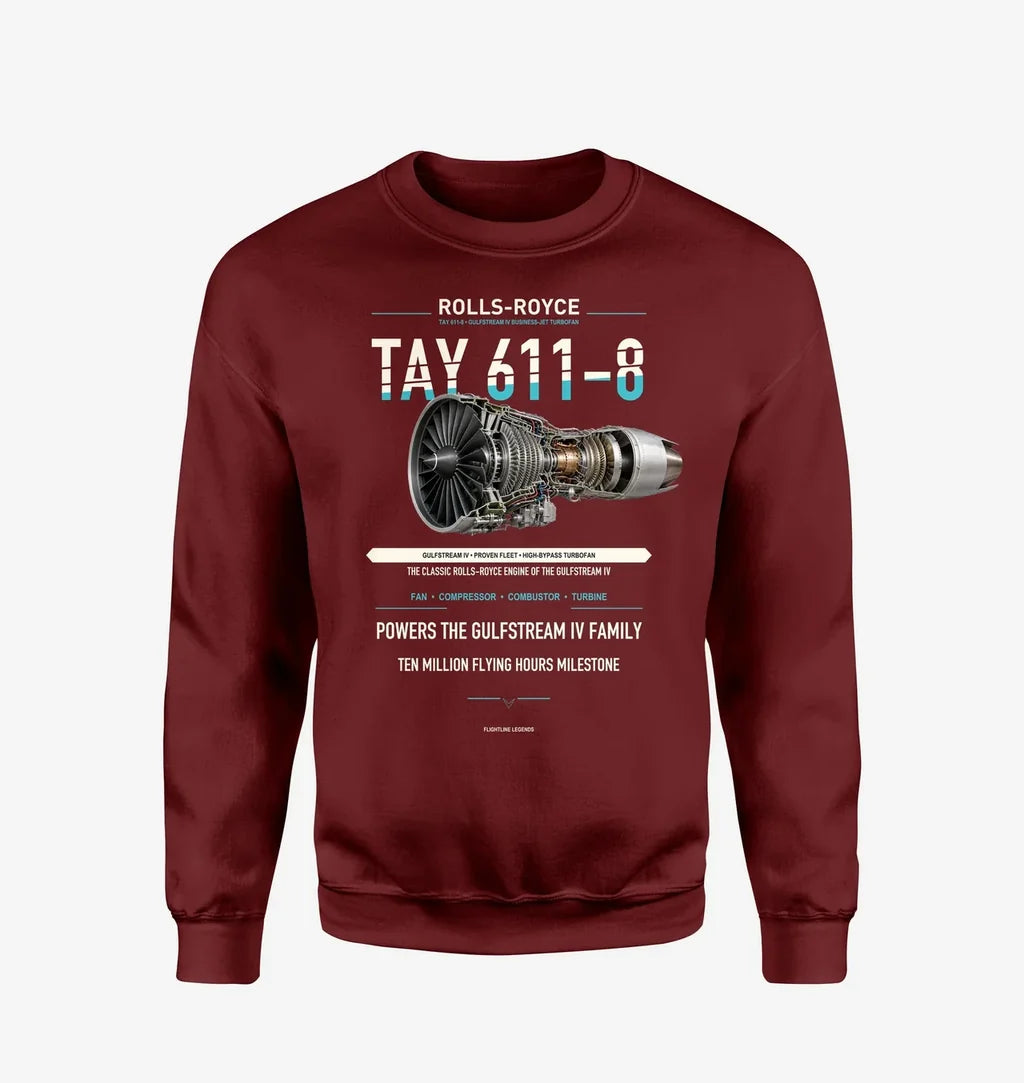 TAY 611-8 design on wine red sweatshirt