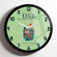 Thumbnail for Dubai International Airport (DXB) design on light green framed wall clock