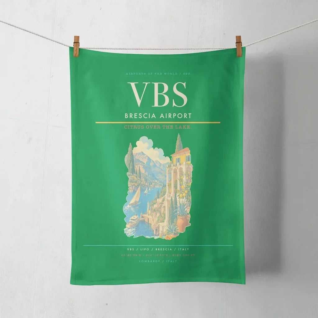Brescia Airport (VBS) design on green towel