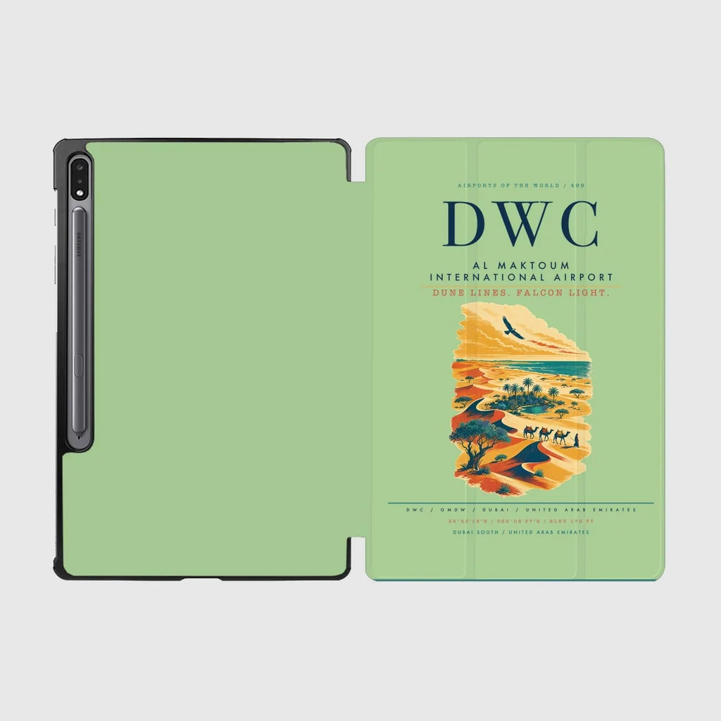 Al Maktoum International Airport (DWC) design on light green samsung tablet tablet case