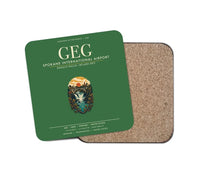 Thumbnail for Spokane International Airport (GEG) design on green 1 piece coaster