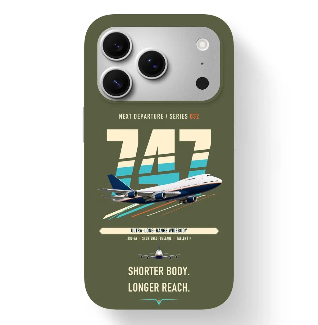 Boeing 747SP design on green army magsafe iphone case