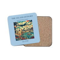 Thumbnail for The Island Jetport - Designed Coasters design on light blue 1-piece