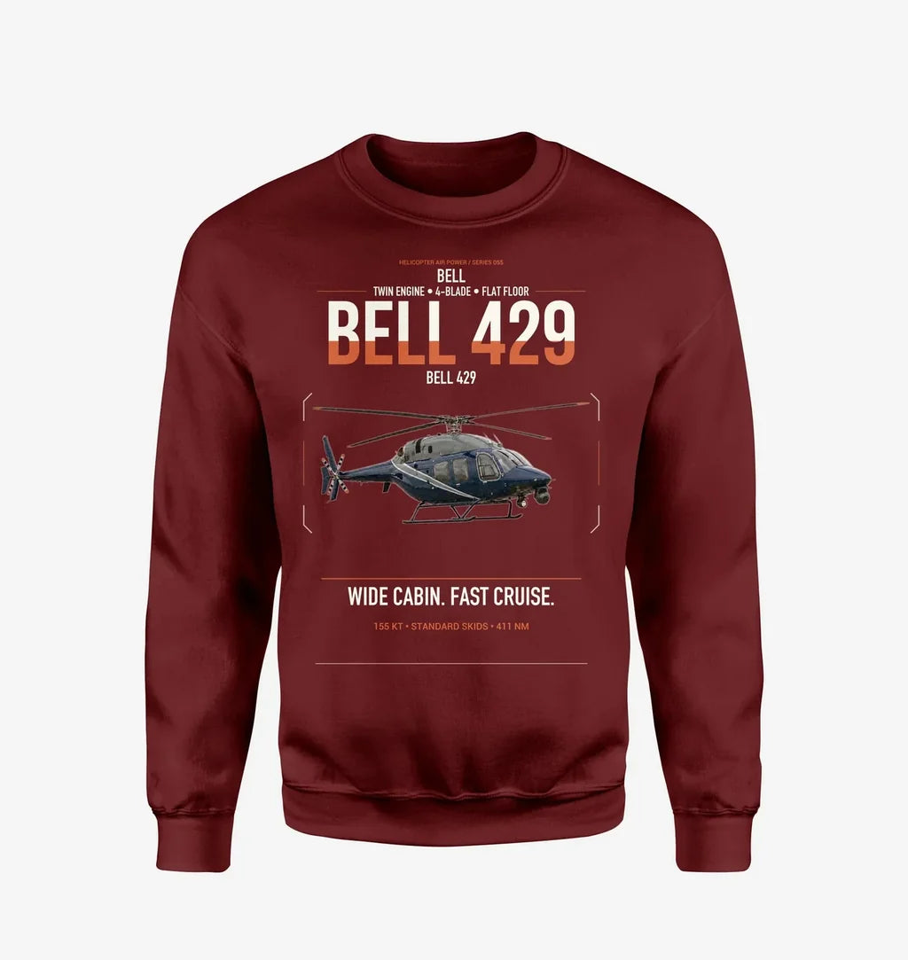 Bell 429 design on wine red sweatshirt