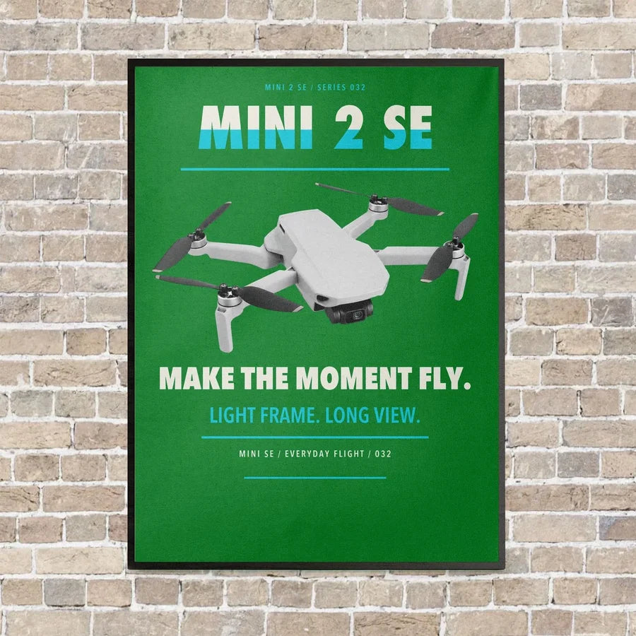 DJI Mini 2 SE vertical canvas print - framed - green background