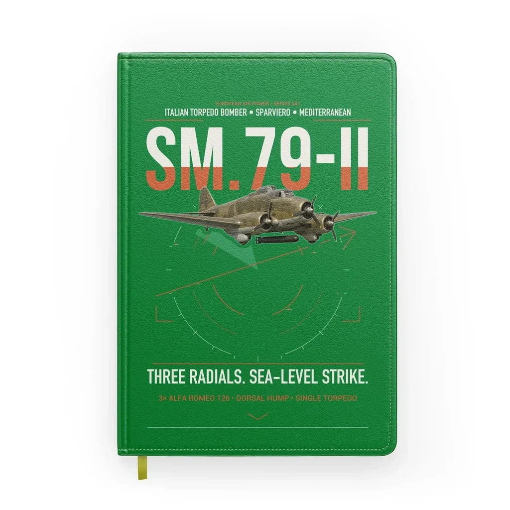 Savoia-Marchetti SM.79-II Sparviero design on green notebook