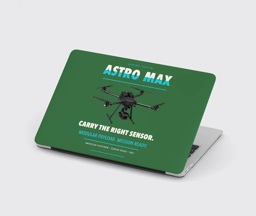 Freefly Astro Max design on green MacBook case