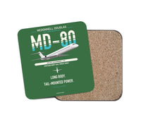 Thumbnail for McDonnell Douglas MD-80 design on green 1 piece coaster