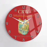Thumbnail for Yeager Airport (CRW) design on red no frame wall clock